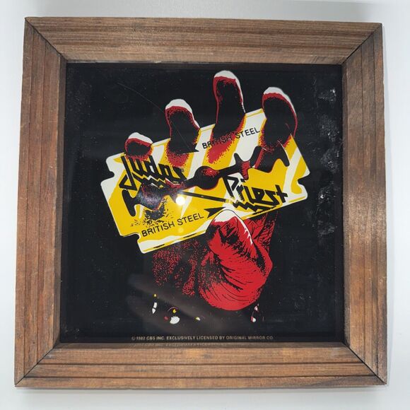 VNTG 1982 Judas Priest British Steel Etched Original Mirror Carnival Game Prize - Picture 2 of 8